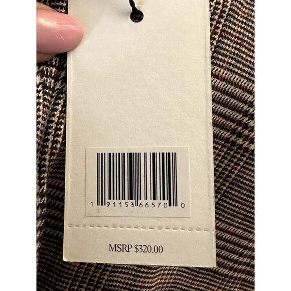 Jason Wu Navy Tan Plaid Cropped Double Breasted Jacket Blazer Women's Size M NWT - Picture 6 of 6